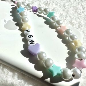 Hot girl walk phone charm with name, phone chain strap, beaded y2k accessories